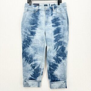 Tie Dye Jeans J Jill Womens 16 High Rise Cropped Island Blue Denim Coastal NEW
